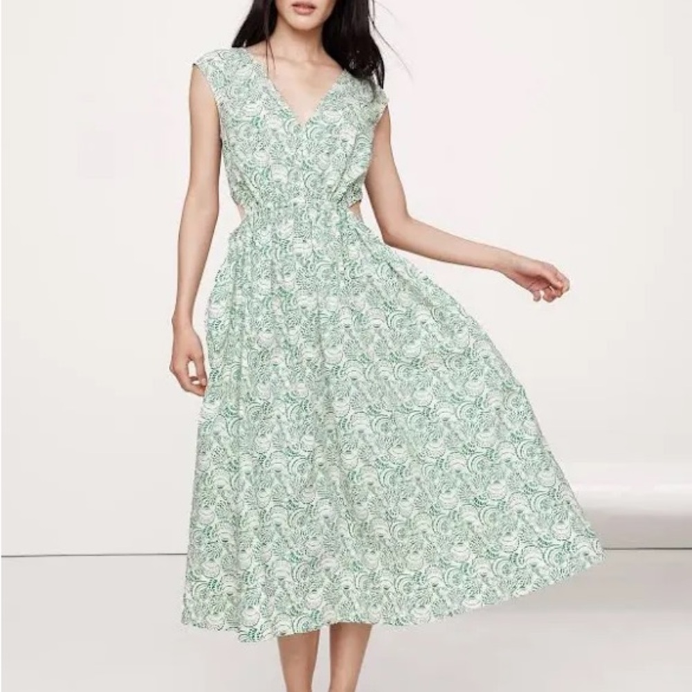 Banana Republic Women's Cotton Poplin Midi Dress with Side Cut-Out